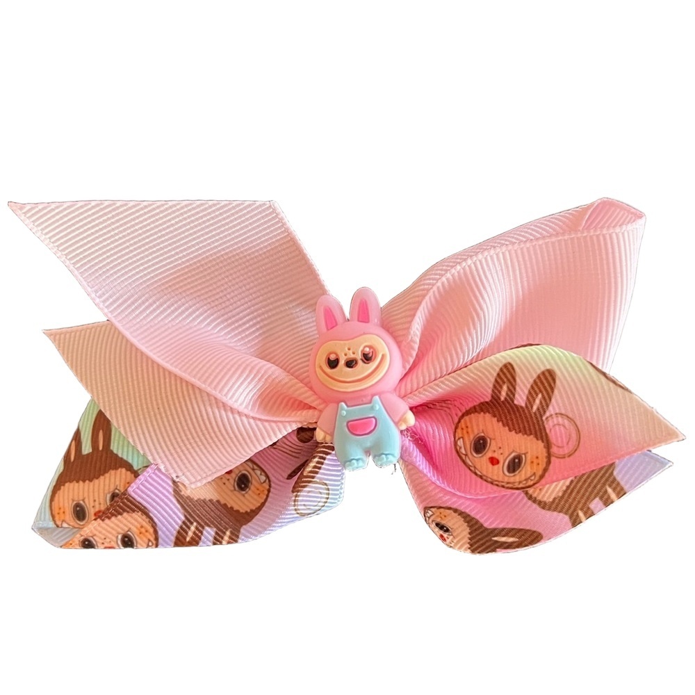4/$15 Bundle Monster Girls Hair Bow 2 Tone Peach Ribbon Light Blue Overall